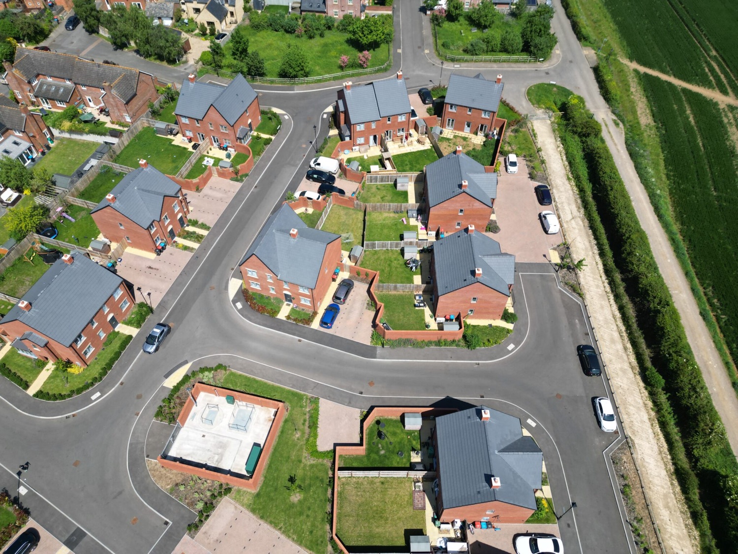Aerial view of a Snowdon Homes development site